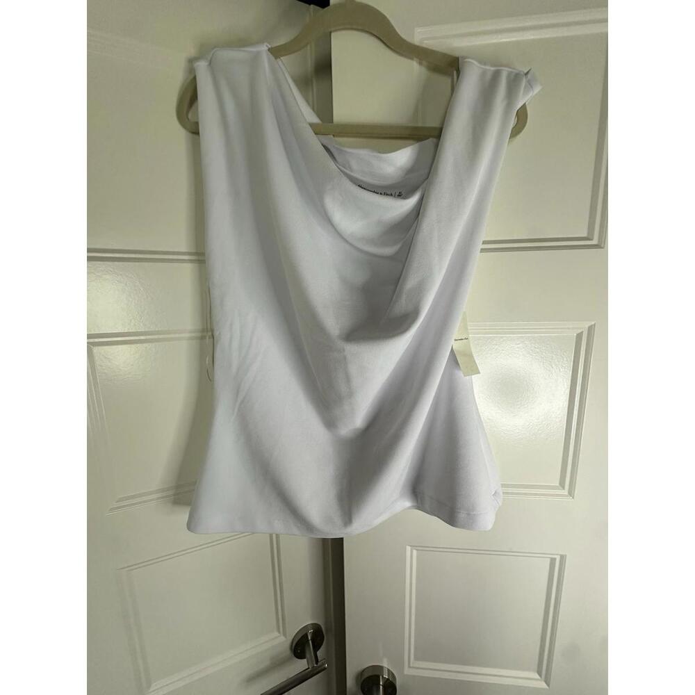NWT Abercrombie & Fitch Women Cowl Neck Tank Top Size XL White